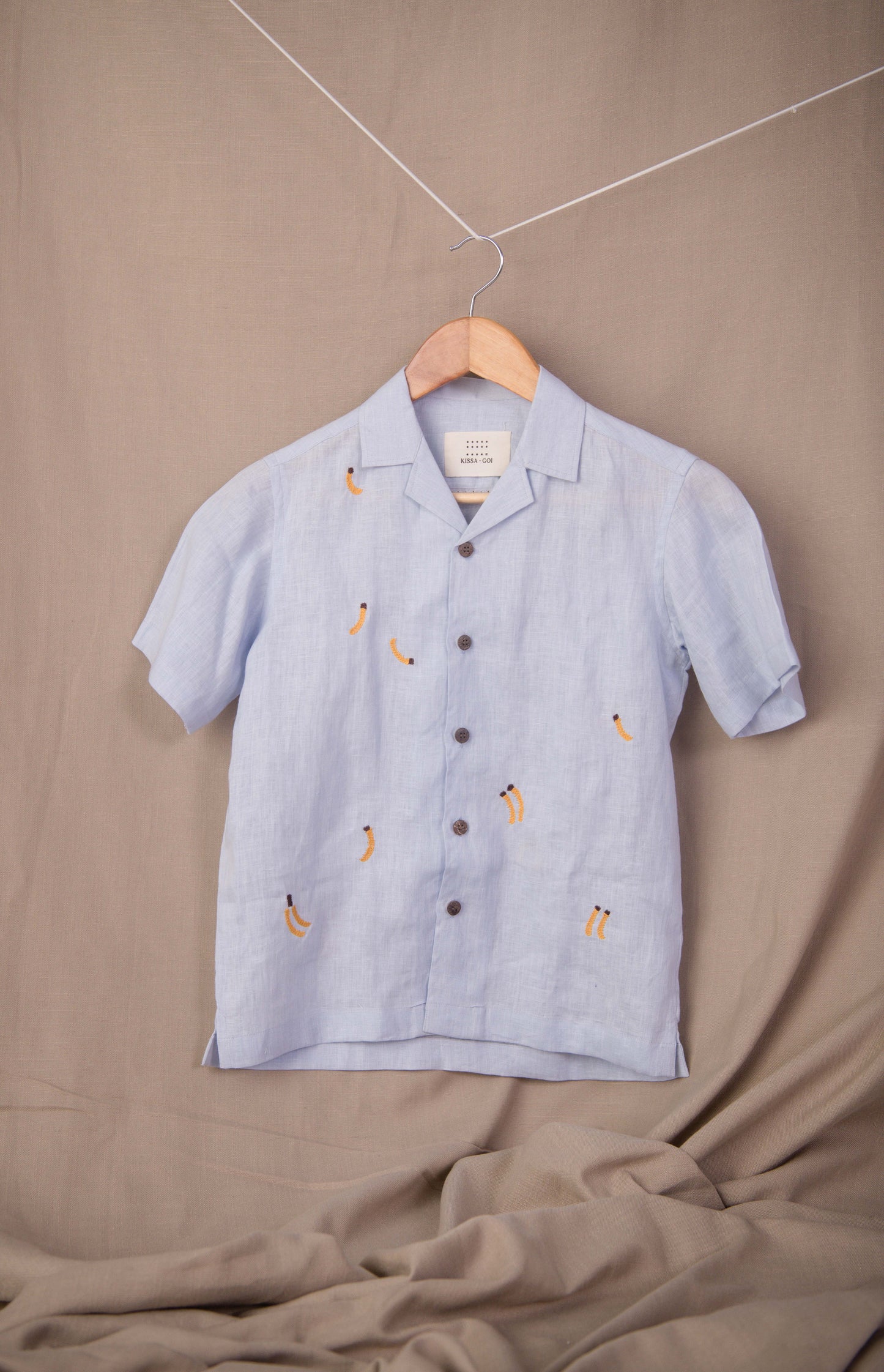 Banana monkey lightest blue linen shirt Junior