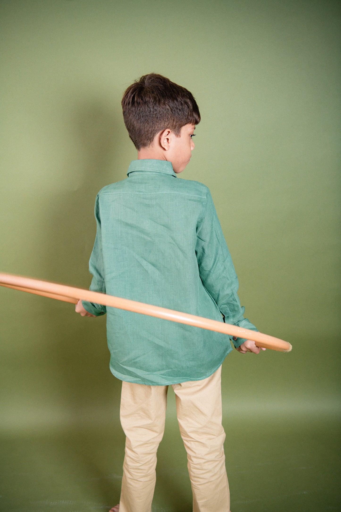 Do me a solid green Junior, Long sleeve shirt, Material: Linen, Back view