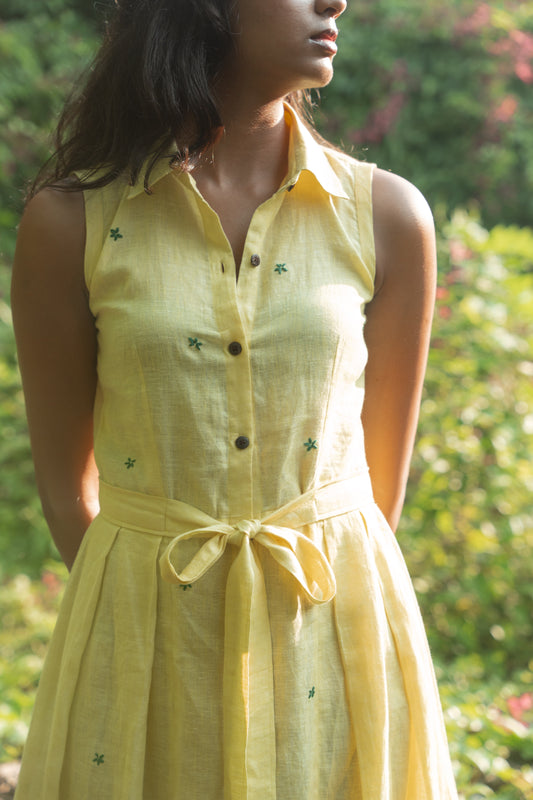 Skip the sun pleated linen dress