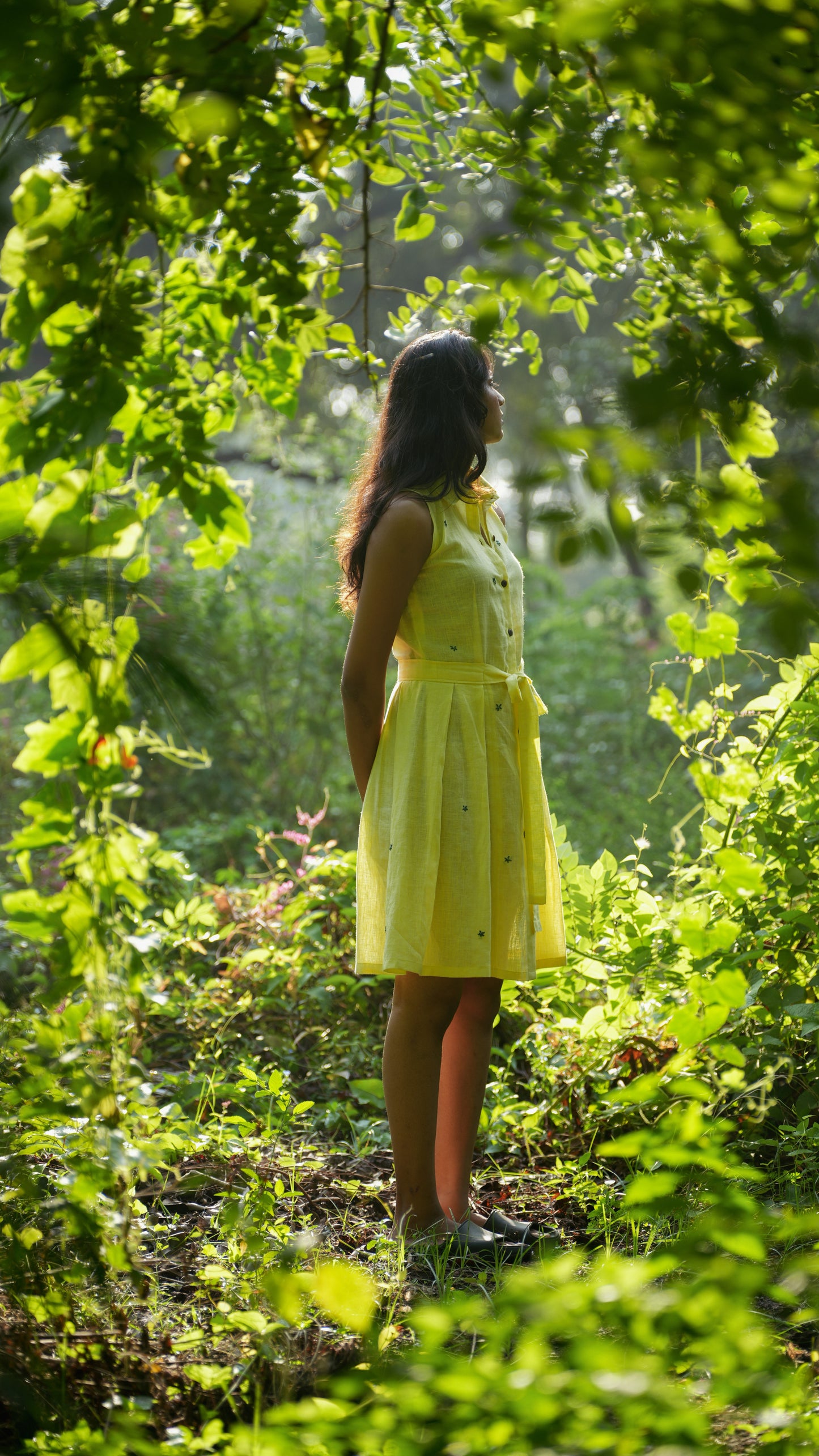 Skip the sun pleated linen dress