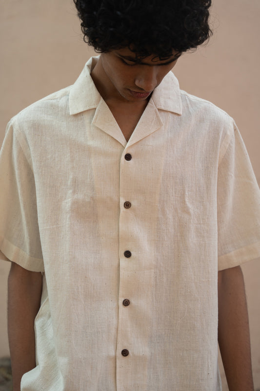 Organic Off-white Solid linen Shirt