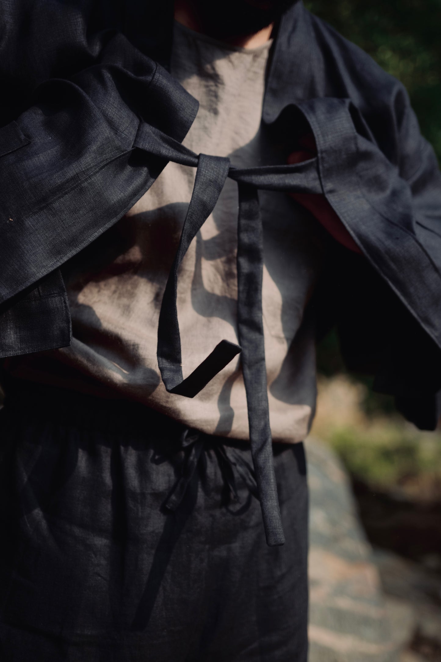 Japanese Samue inspired linen overshirt | Charcoal