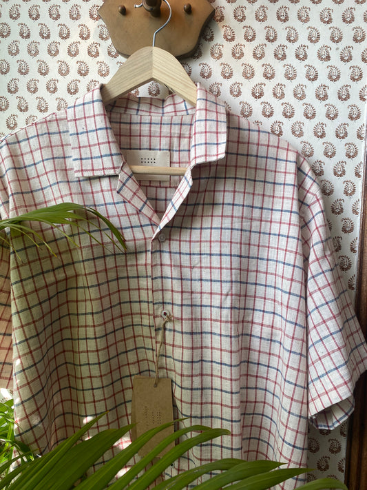 Blue and red checks cotton shirt