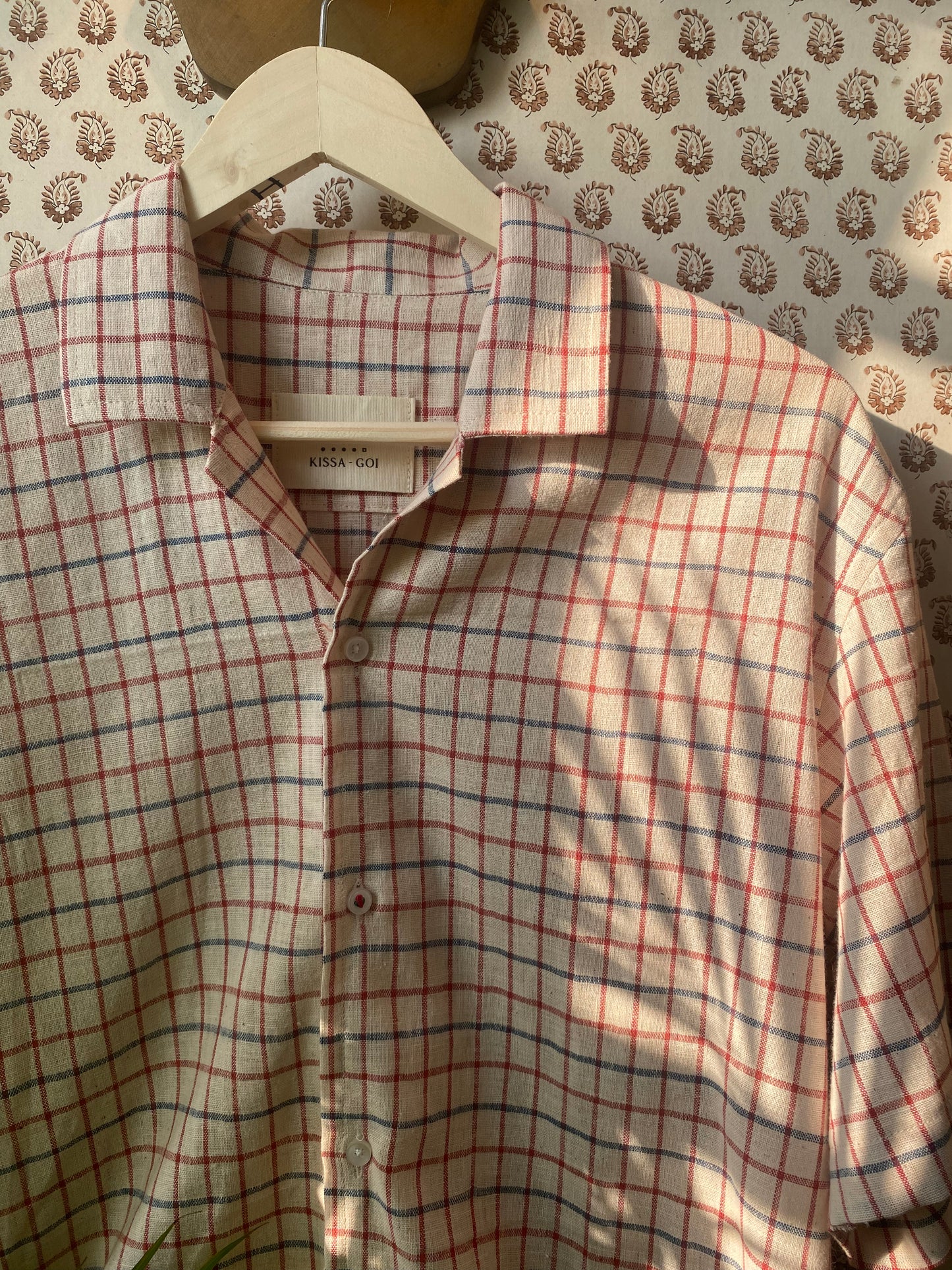 Blue and red checks cotton shirt