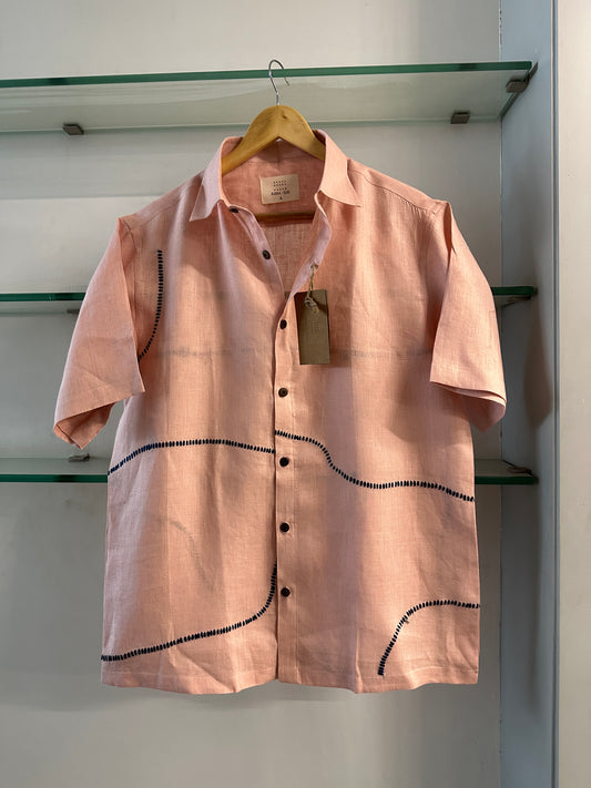 Roads not travelled peach linen shirt