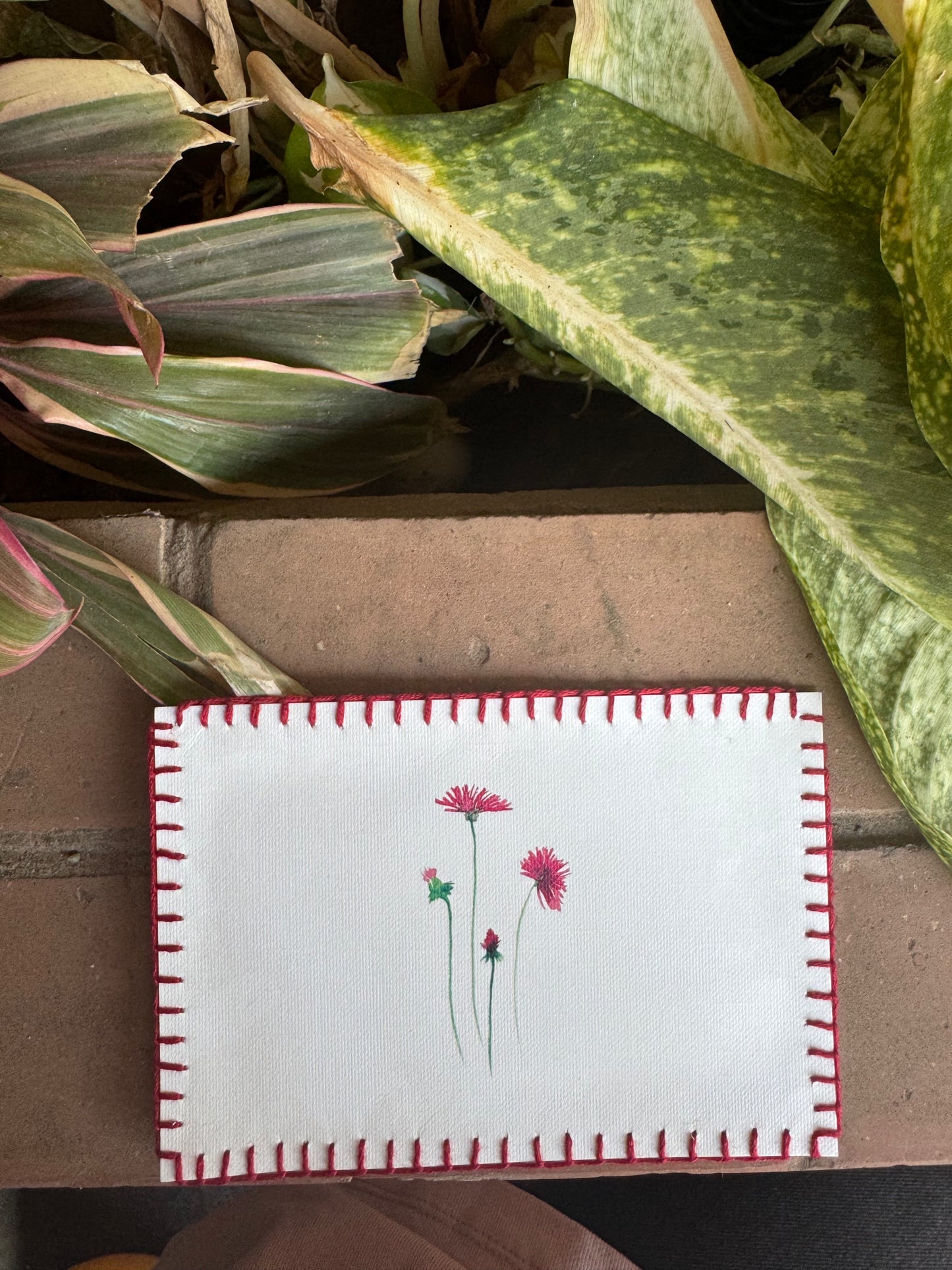 Red floral postcard