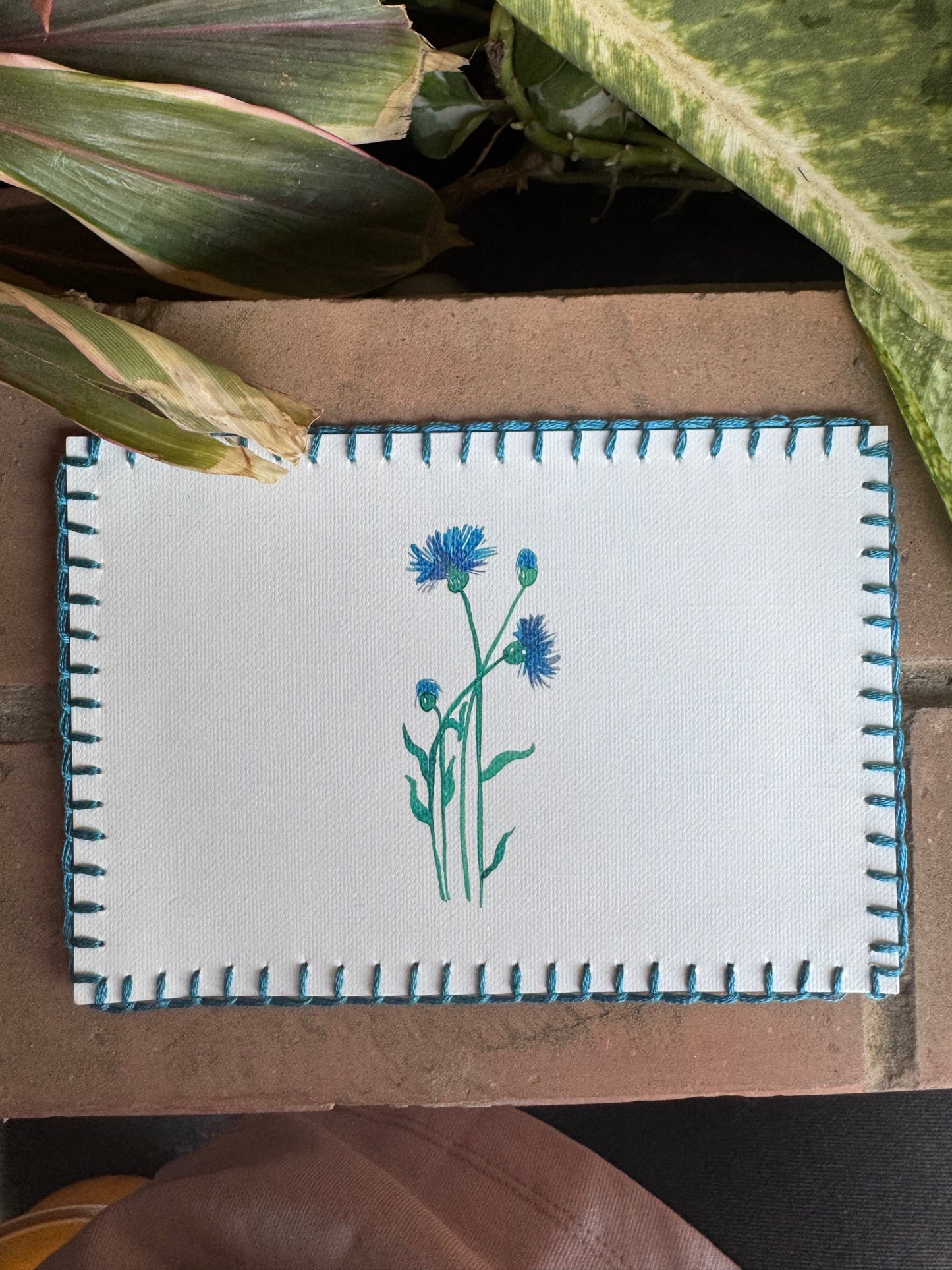 Blue floral postcard