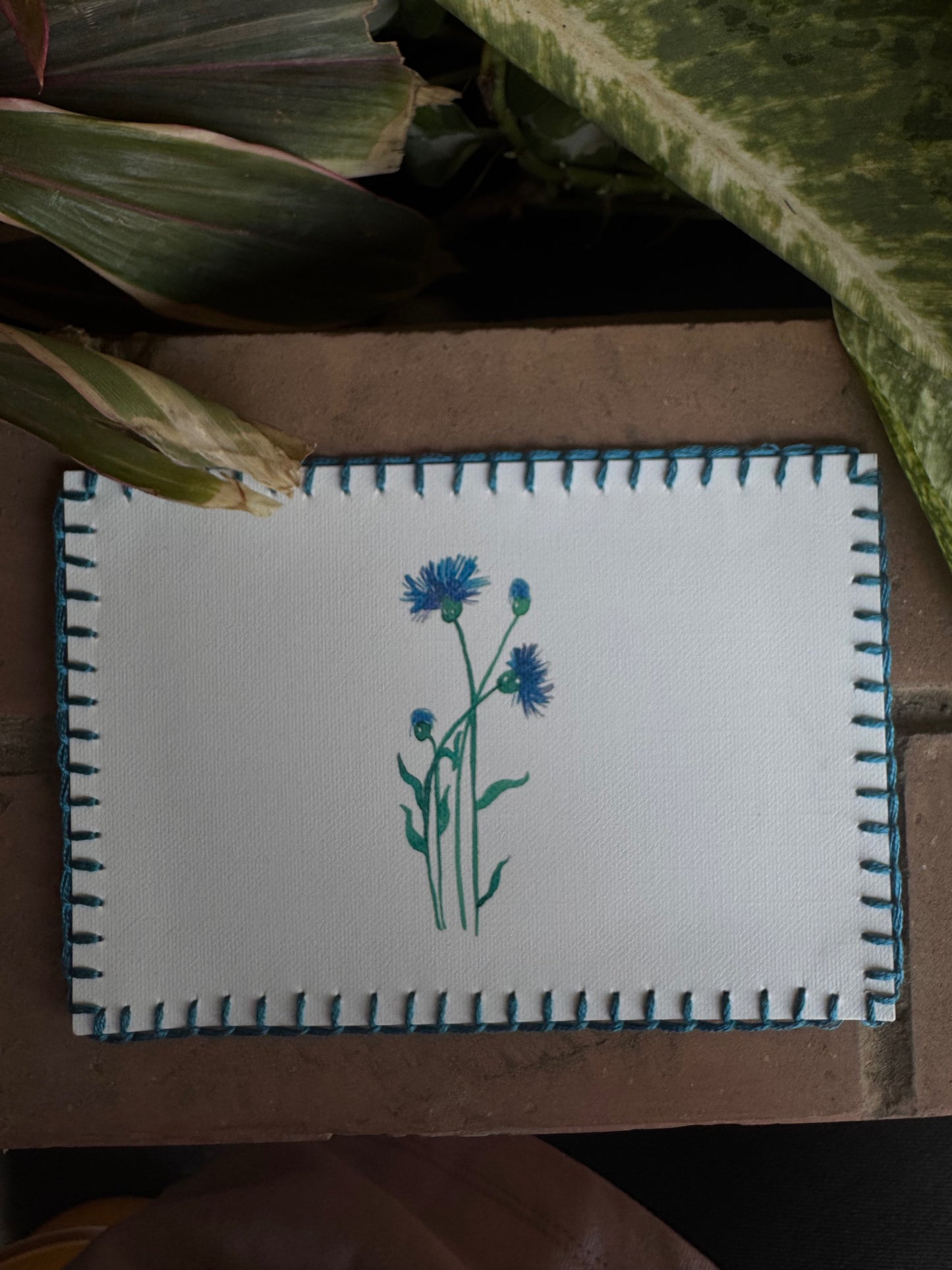 Blue floral postcard