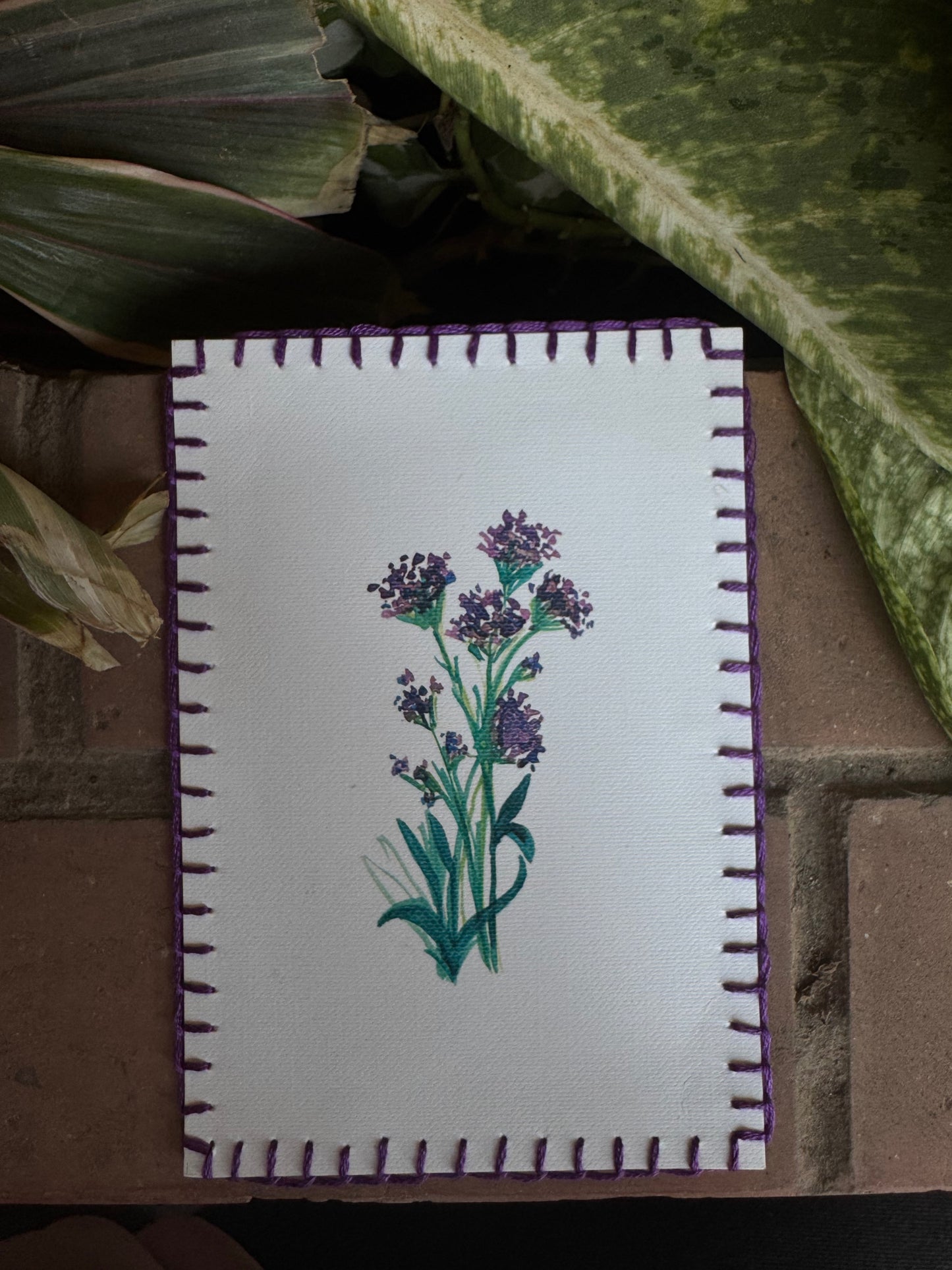 Purple floral postcard