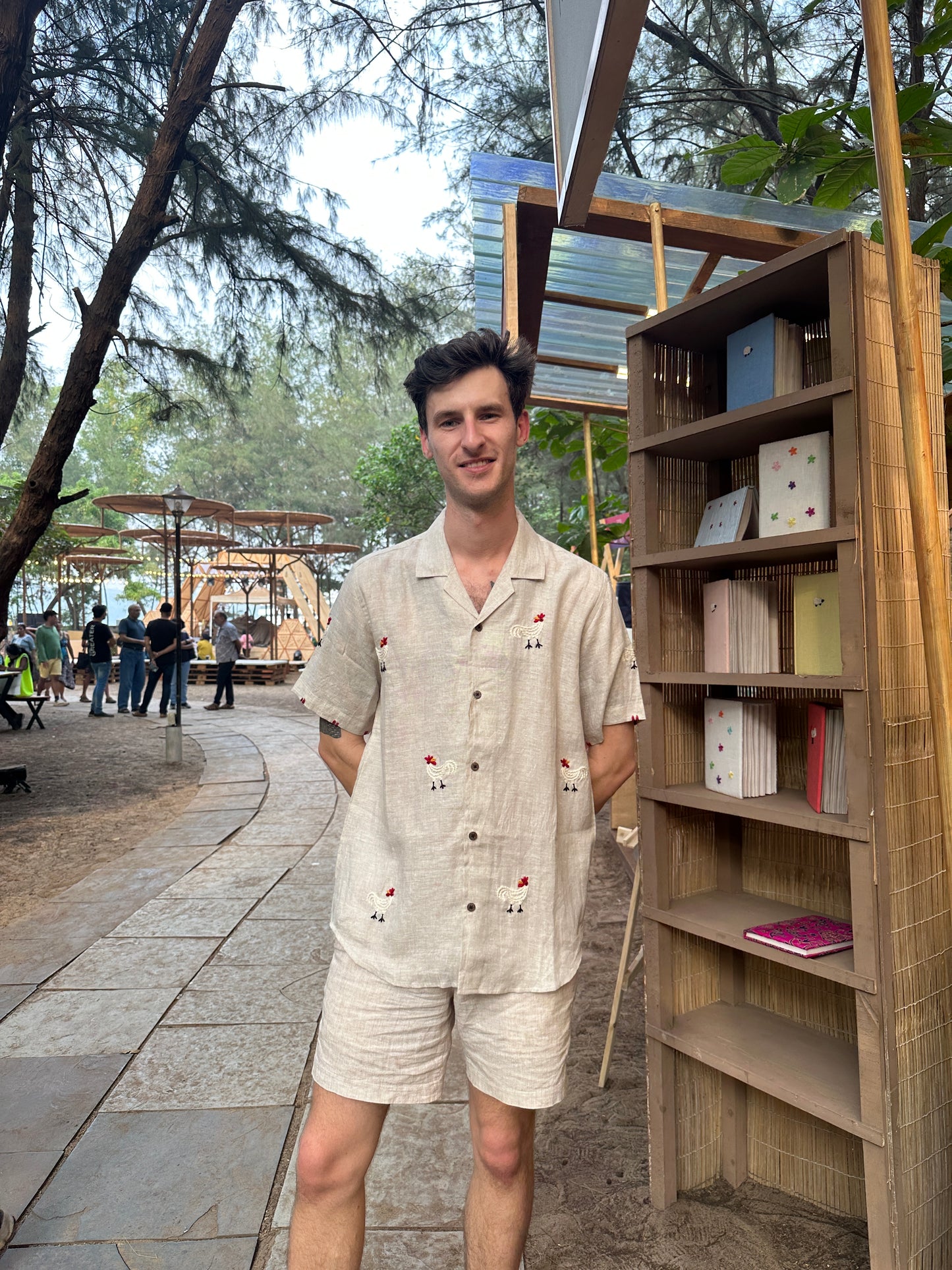 Beige Roosters linen shirt