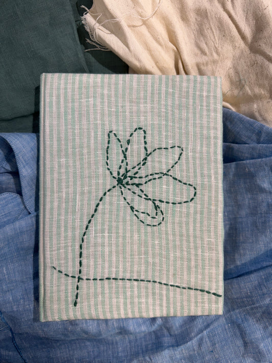 Wildflower white and green stripes diary