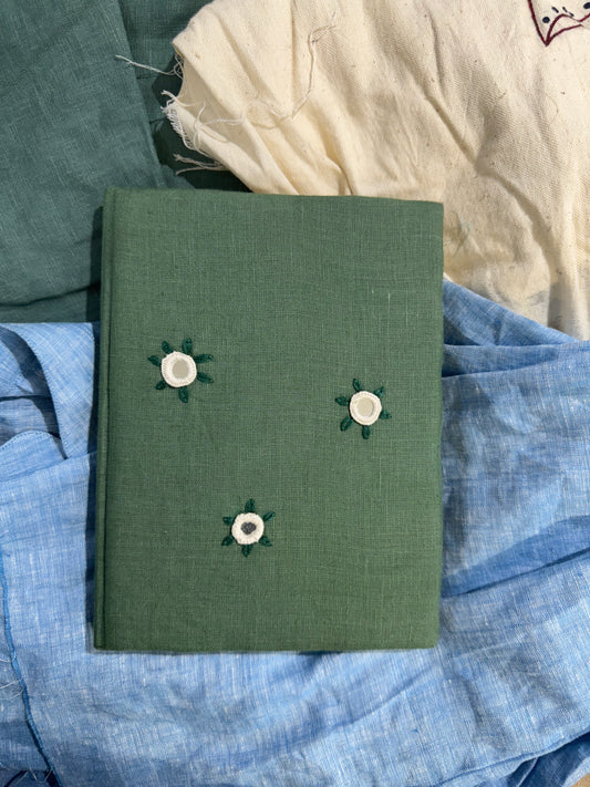 Bottle green floral diary