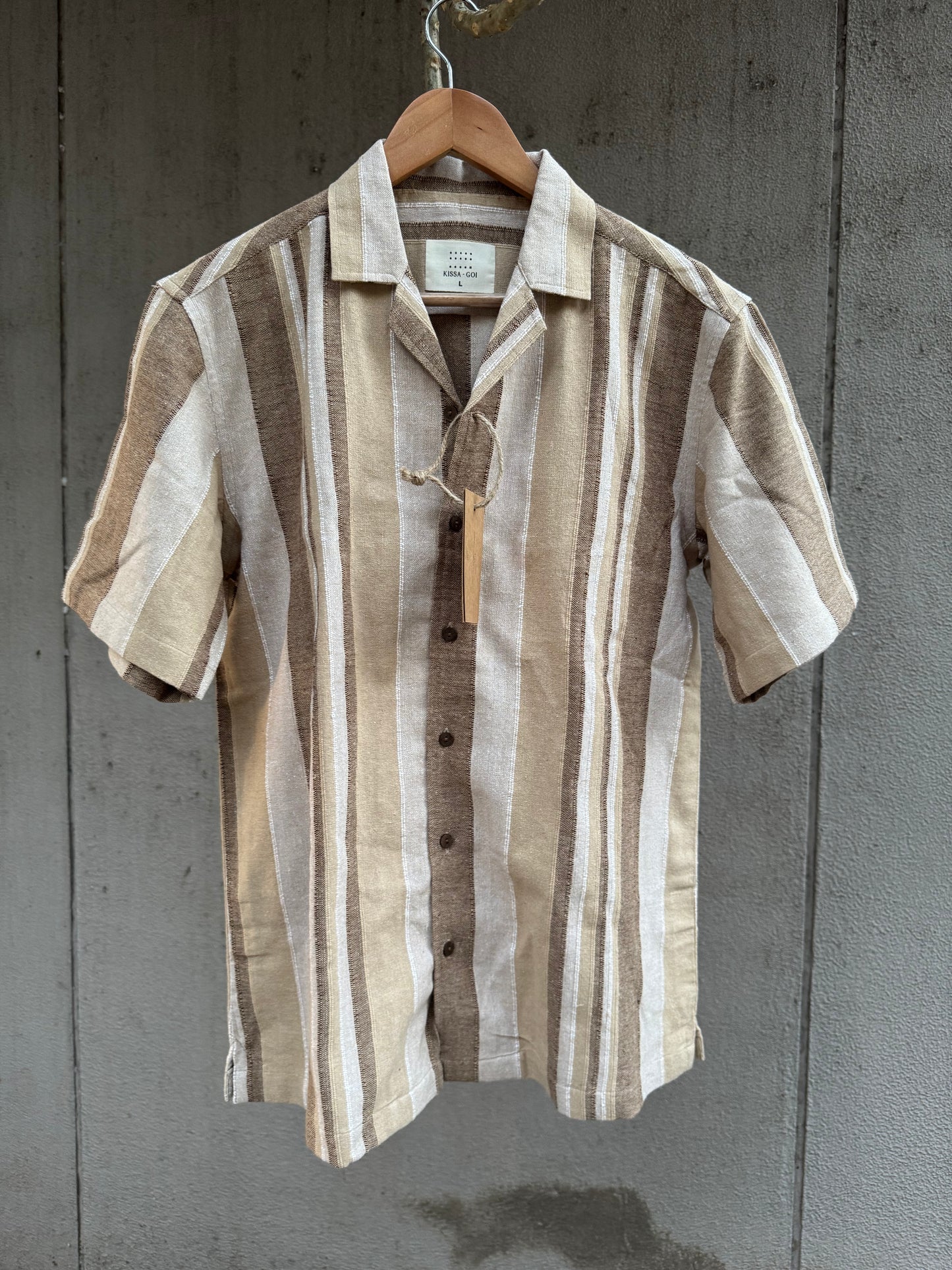 In beiges and browns hand-woven cotton shirt