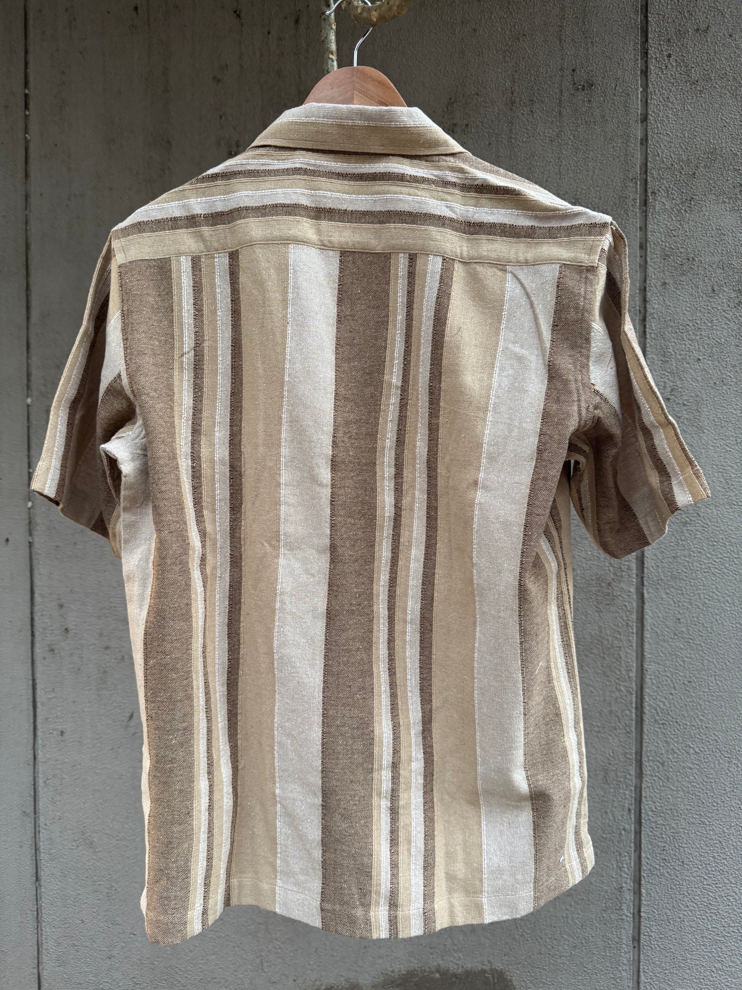 In beiges and browns hand-woven cotton shirt