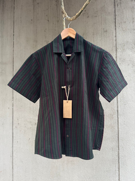 Dark green and red striped shirt