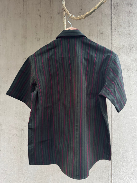 Dark green and red striped shirt