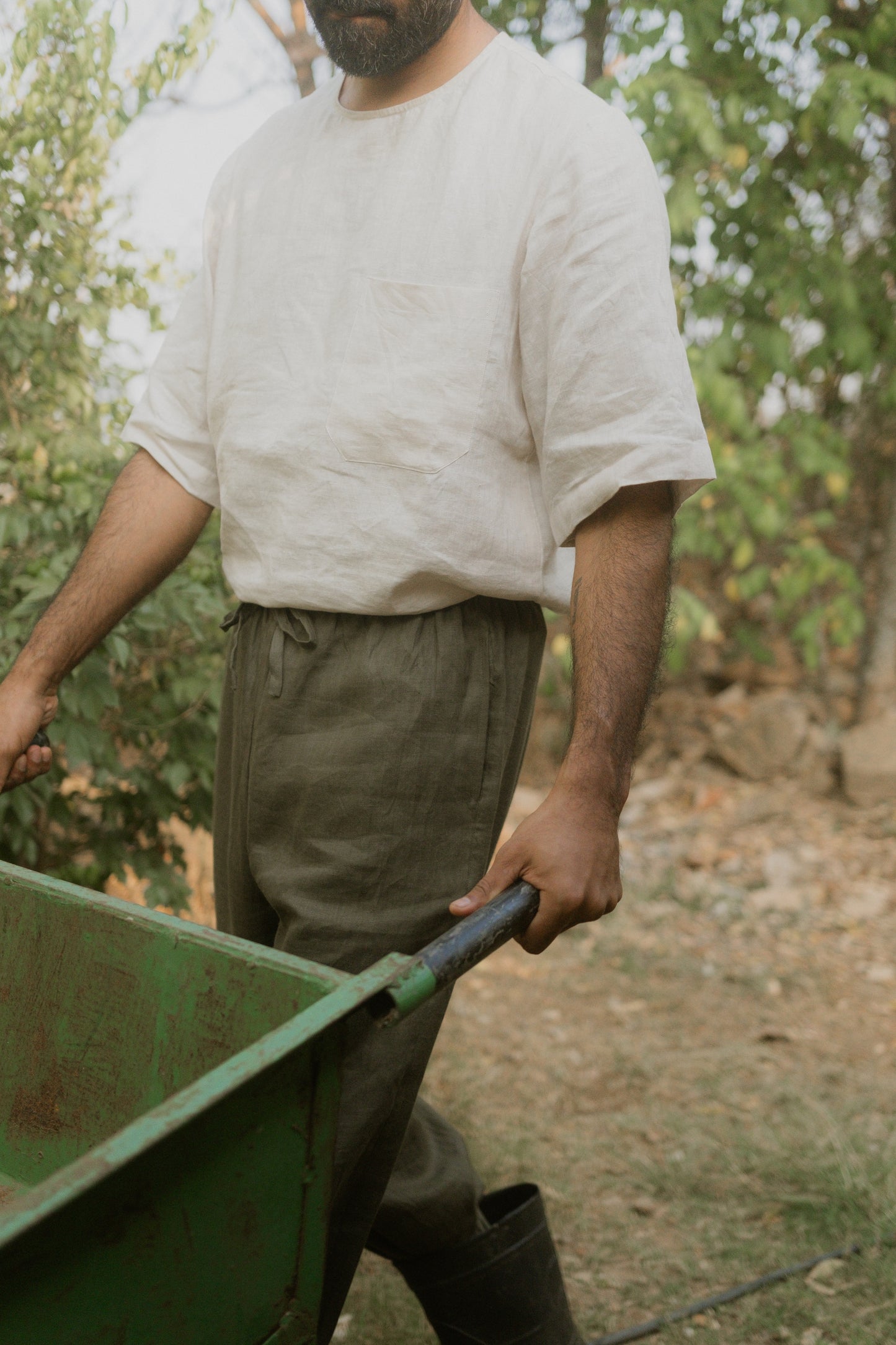 Japanese Samue inspired linen co-ord | Olive