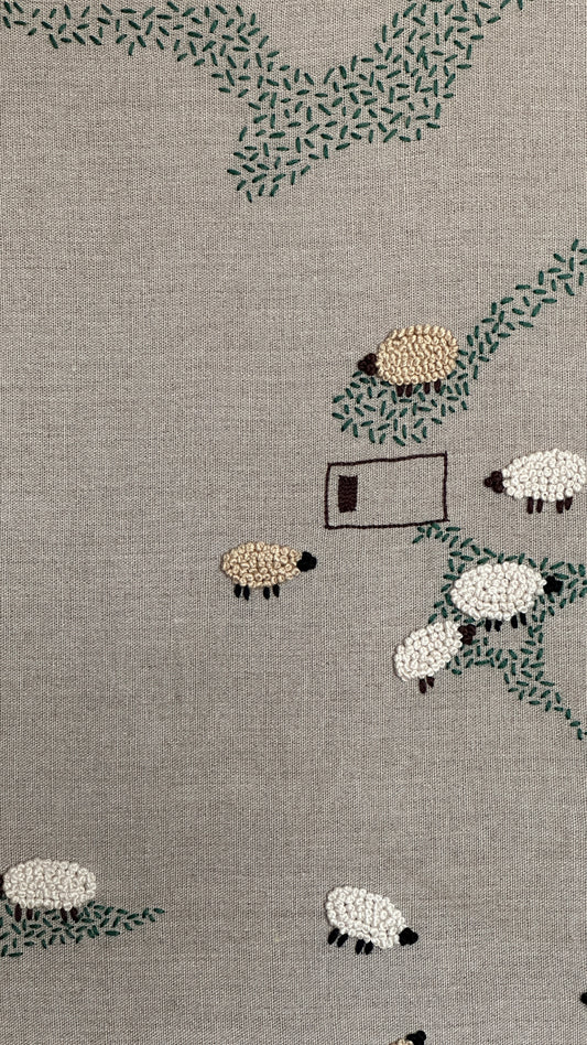 Count sheep, comes sleep, Hand embroidered, Artwork, Details