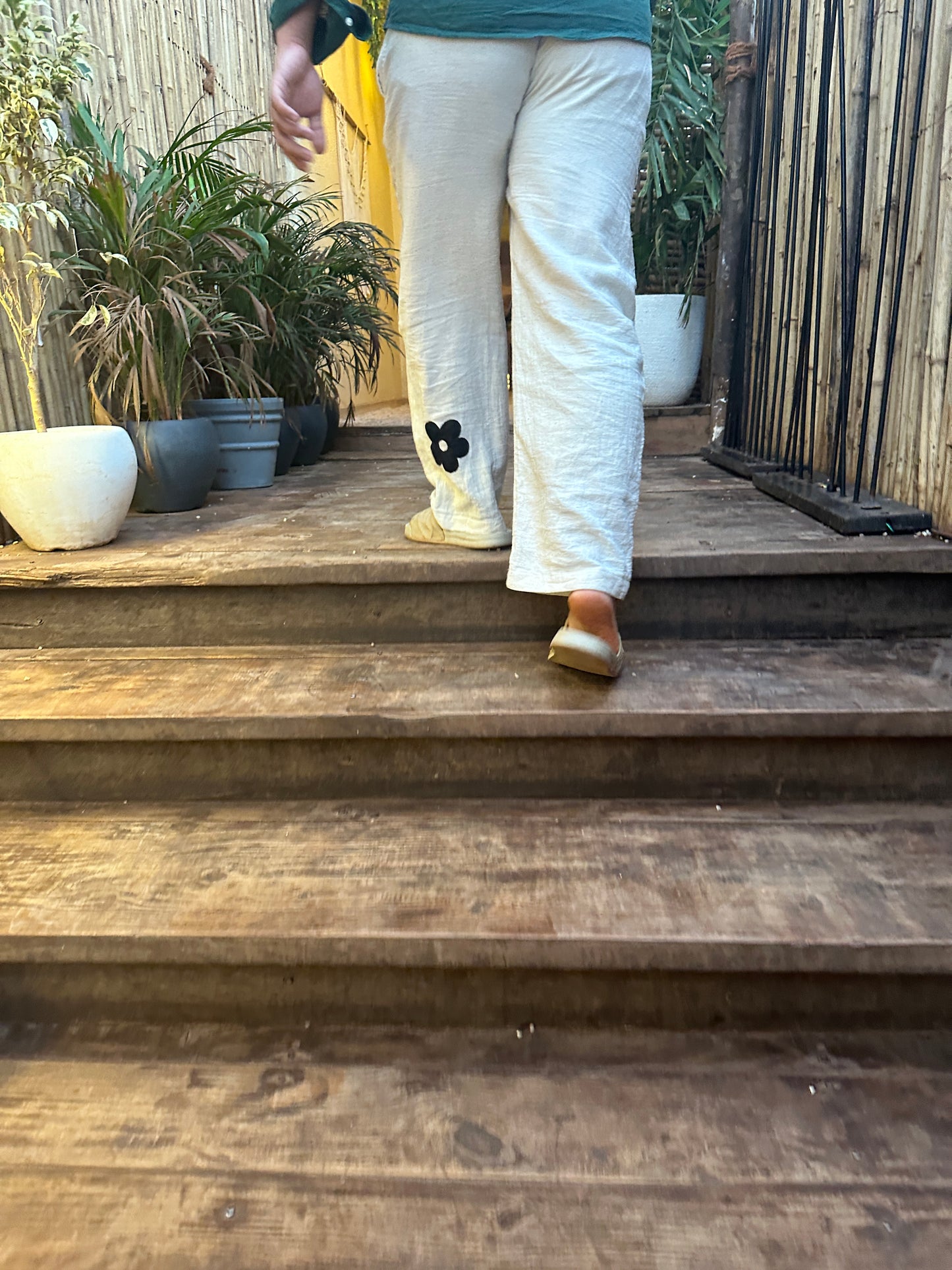 Off-white Floral Cotton Lounge Pants