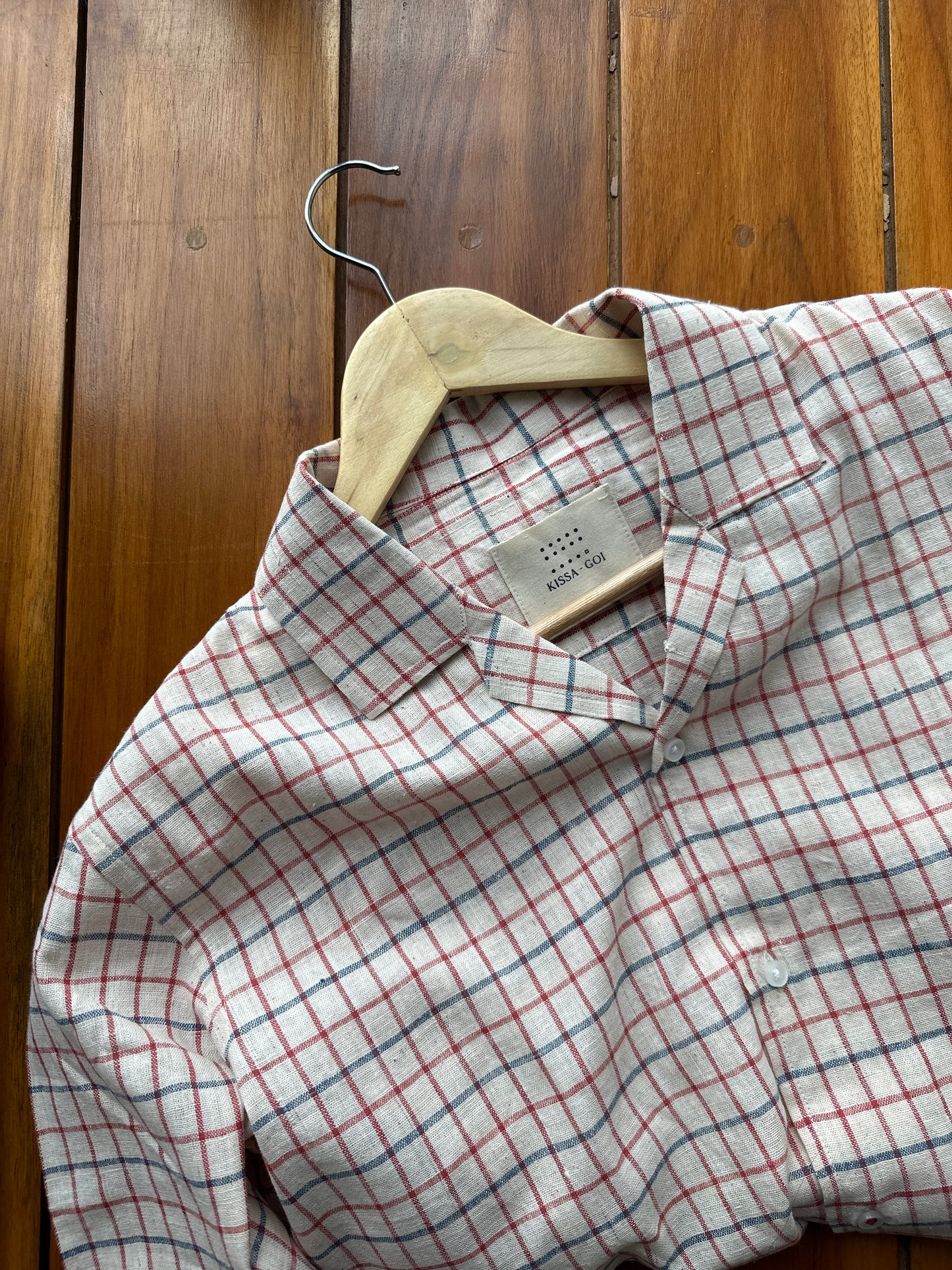 Blue and red checks cotton shirt