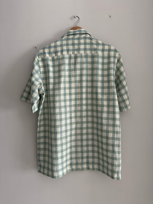 Green and white checkered shirt