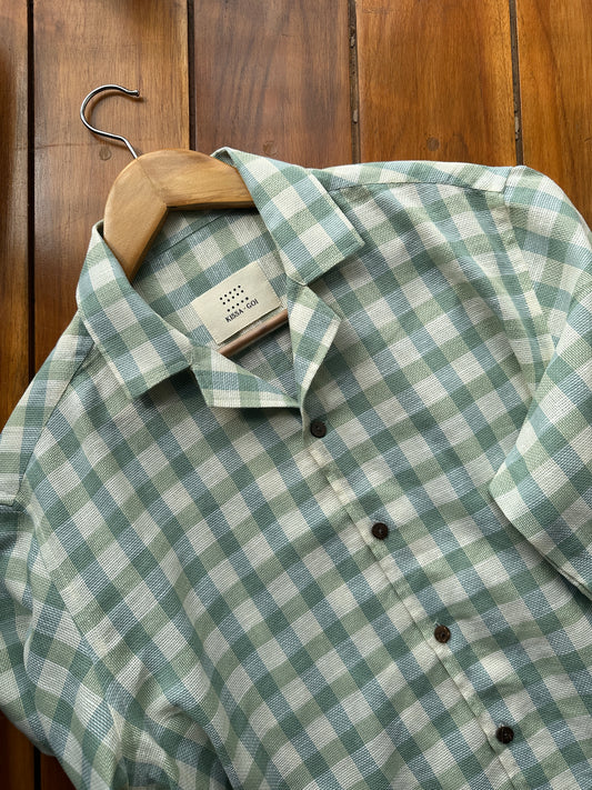 Green and white checkered shirt