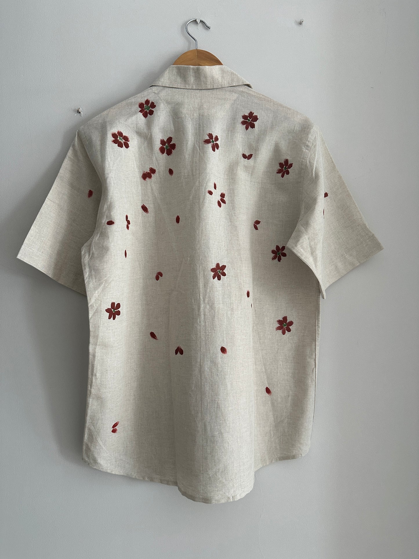 Flowers on a linen shirt