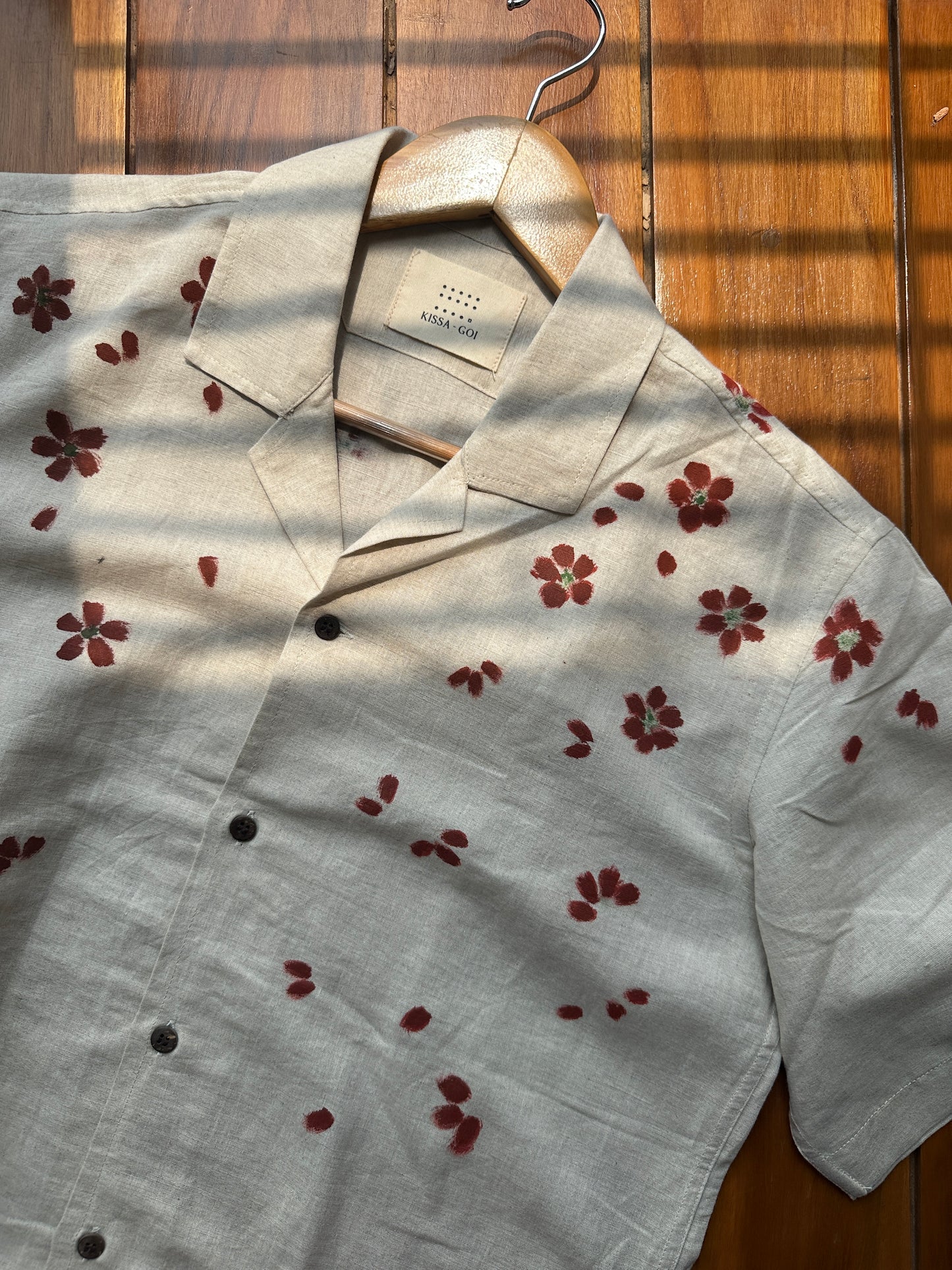 Flowers on a linen shirt