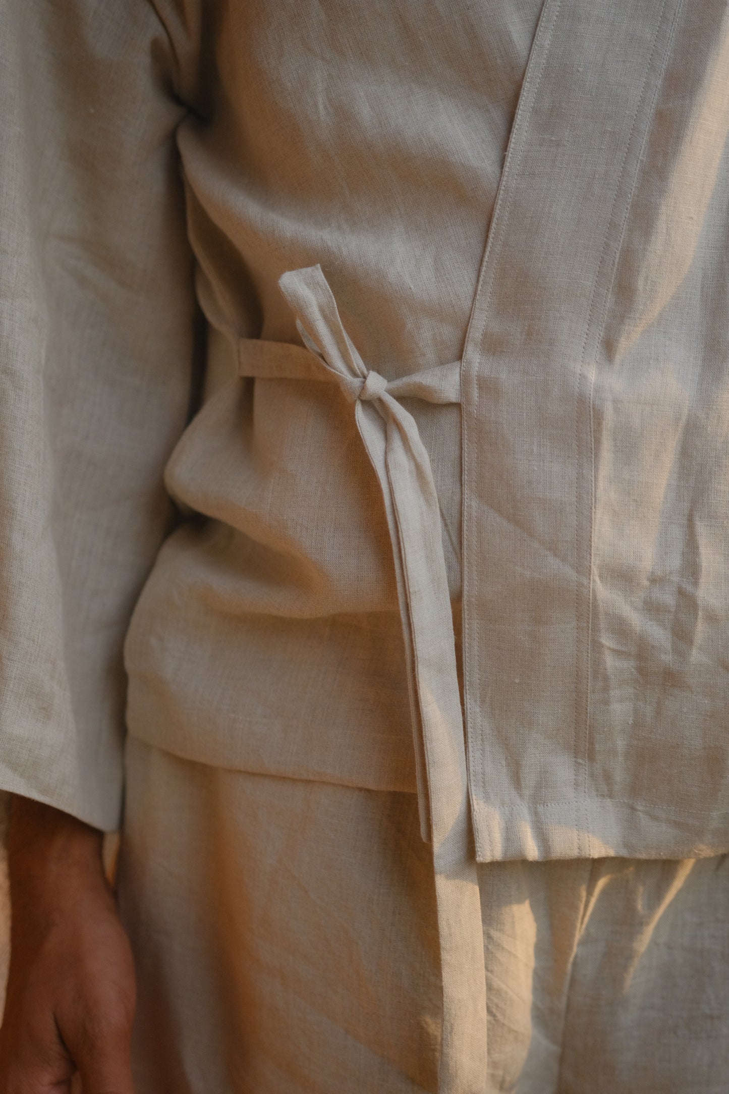 Japanese Samue inspired linen co-ord | Oyster