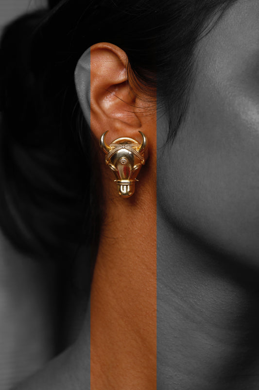 Nandi aur Sesh, Brass, Gold-plated, Hand-crafted, Earrings